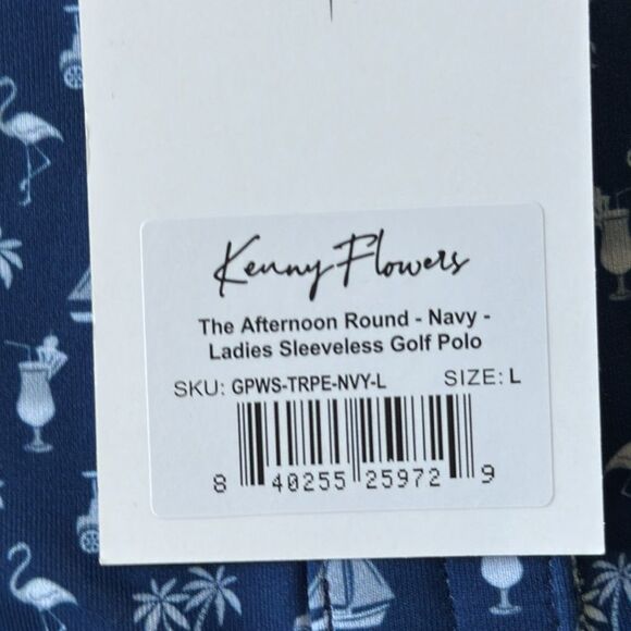 Kenny flowers THE‎ AFTERNOON ROUND
NAVY - LADIES SLEEVELESS GOLF POLO size L NWT - Picture 7 of 9